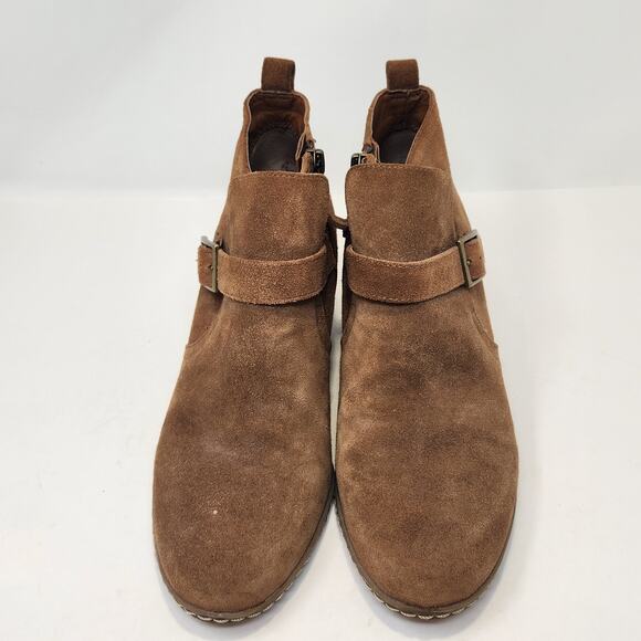 Franco Sarto Womens Anita Brown Suede Wedge Ankle Boots Booties Size 8 M Zipper - Picture 2 of 9